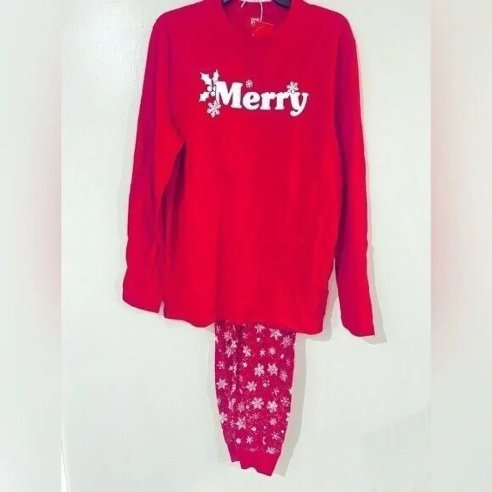 Family Pajamas Matching Kids Merry Snowflake Mix It holiday L(10-12)